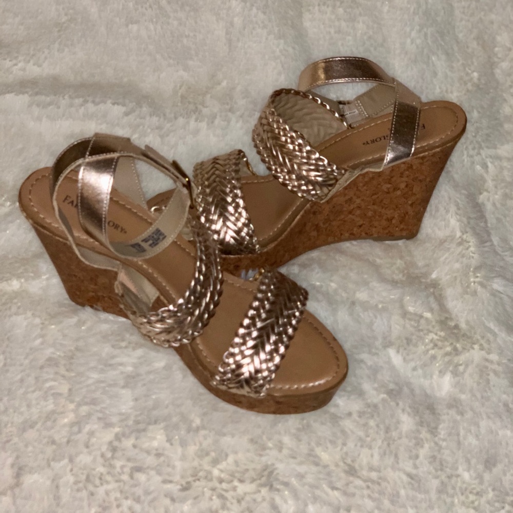 Gold wedge strappy sandal